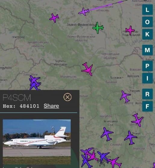  В 22:15 сегодня из Борисполя через «ВИП терминал» вылетел частный самолет на Вену